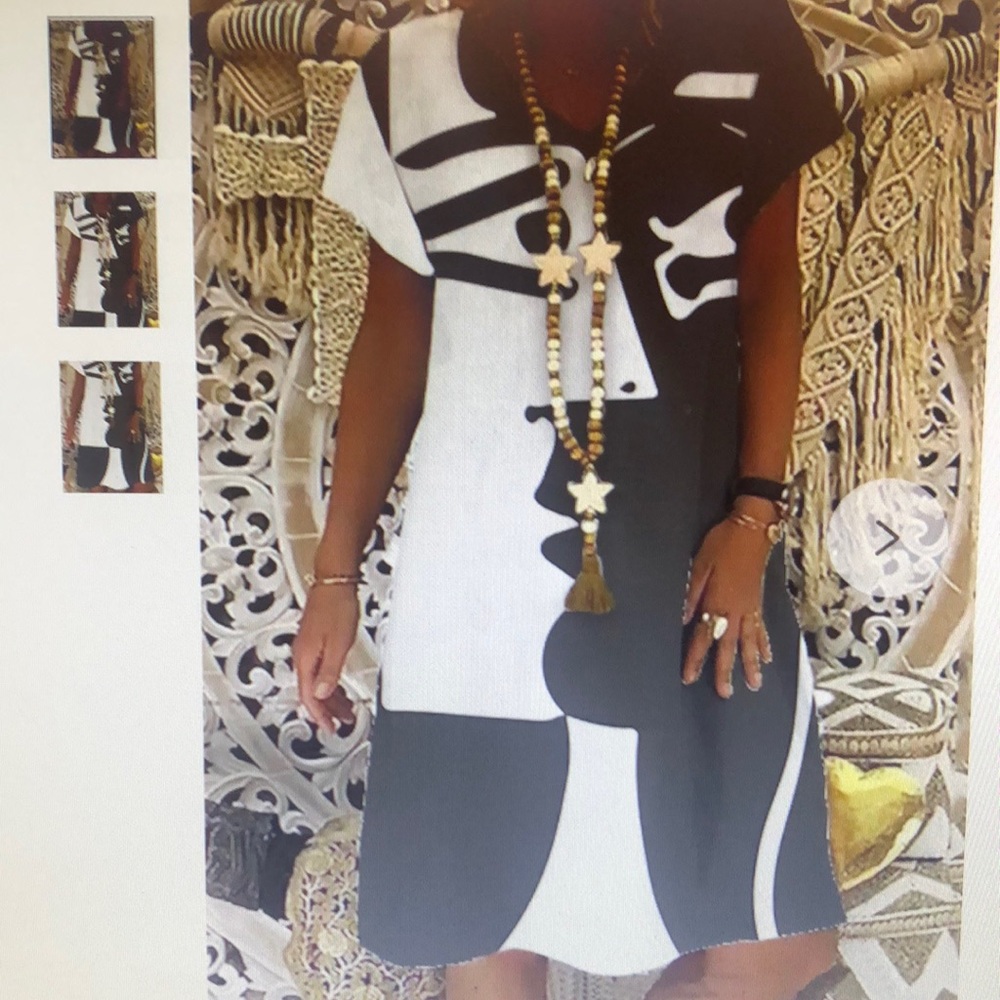 Abstract printed casual short sleeve dress